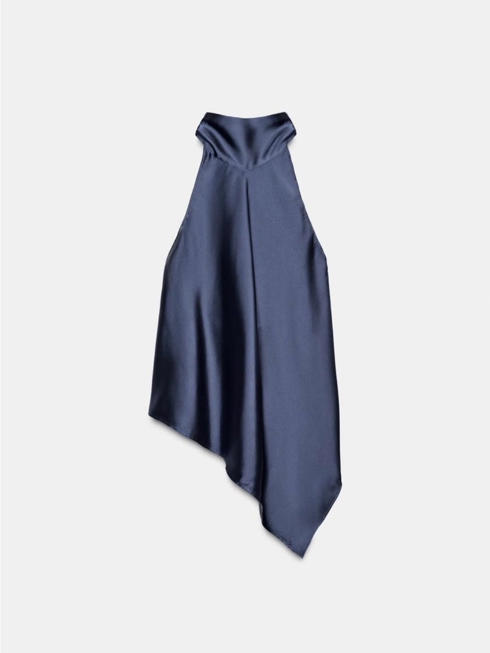 Zara Navy Satin Halter Top